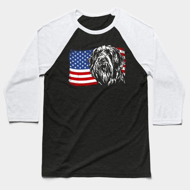 Proud Bearded Collie American Flag patriotic gift dog Baseball T-Shirt by wilsigns